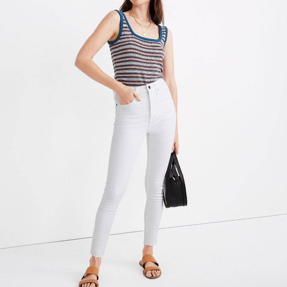 Madewell 11" High-Rise Skinny Jeans in Pure White: Raw-Hem Addition AJ176